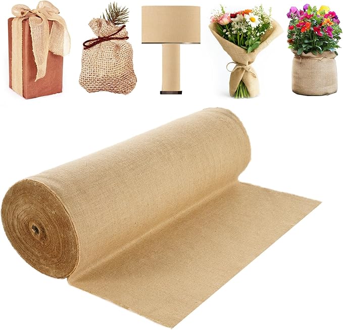 VEVOR Burlap Fabric Roll, 40â x 300 ft High Density Natural Jute Fiber Material for Outdoor Plant Care, Tree Wrap Roll, Decor, DIY Crafts, Wedding, Garden Weed Barrier, Plants & Trees Winter Covering