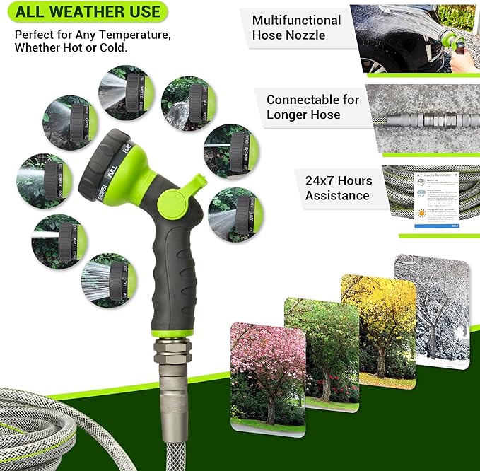 75 FT Non-Expandable Garden Hose – Flexible Heavy Duty Hose for Large Yards & Driveways, 1/2" ID, 3/4" Swivel Fittings, Kink & Leak Resistant