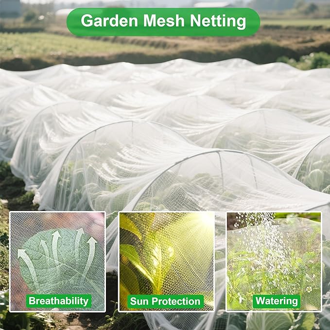 Garden Netting 10x20FT Ultra Fine Mesh Netting Bird Barrier Protection Vegetable Fruit Tree Bushes Plant Cover for Raised Bed