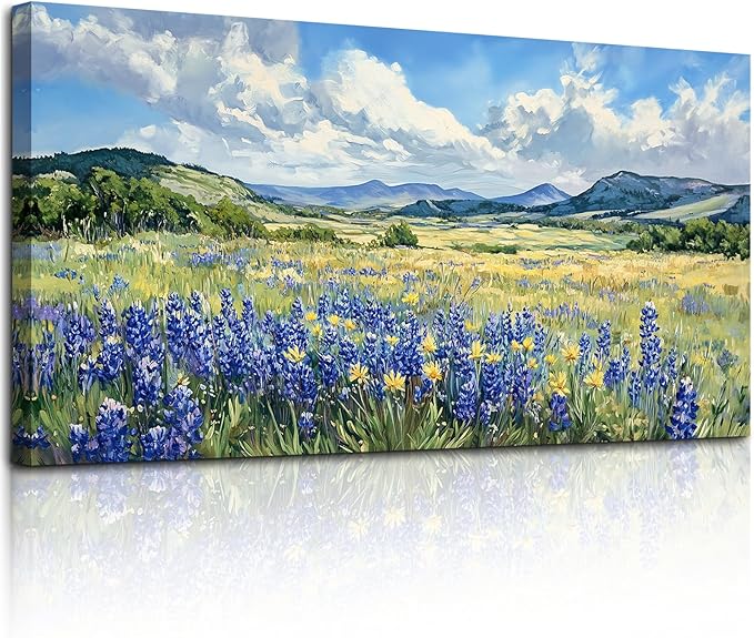 SERIMINO Nature Landscape Wall Art, Wilderness Meadow Wildflower Large Artwork, Rural Scenic Canvas Art Prints, Bright Natural Scenery Pictures Wall Decor Living Room Bedroom Rustic Farmhouse 24"X48"