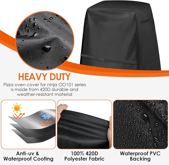 Cover for Ninja Woodfire Grill Compatible with Ninja Pizza Oven OO101 with Stand,Waterproof Covers for Ninjaa Woodfire Outdoor Grill with Adjustable Drawstrings and Buckles(Cover Only)