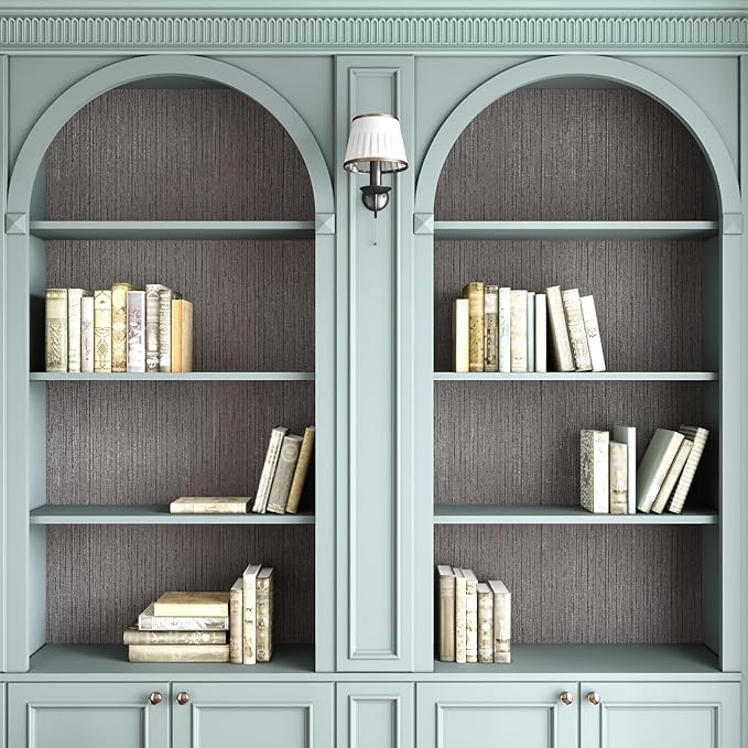 CRE8TIVE Dark Grey Grasscloth Wallpaper Removable Textured Wallpaper Stick and