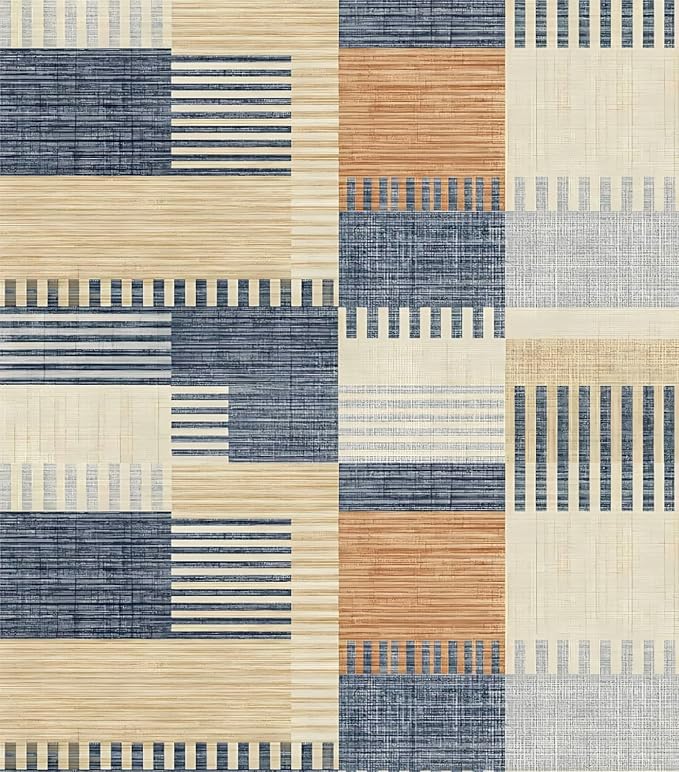 Retro Textured Peel and Stick Wallpaper Geometric Patchwork Color Mosaic