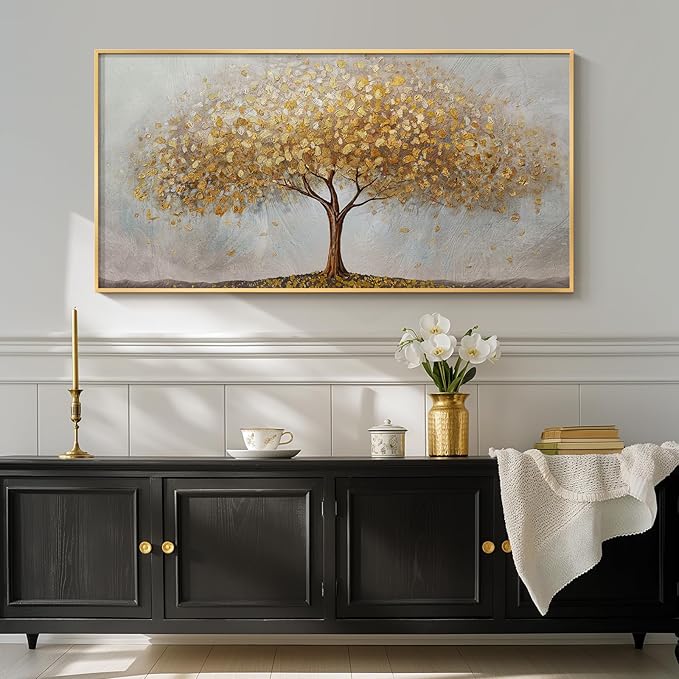 Gold Framed Tree of Life Wall Art, Large Modern Canvas Prints Paintings Artwork
