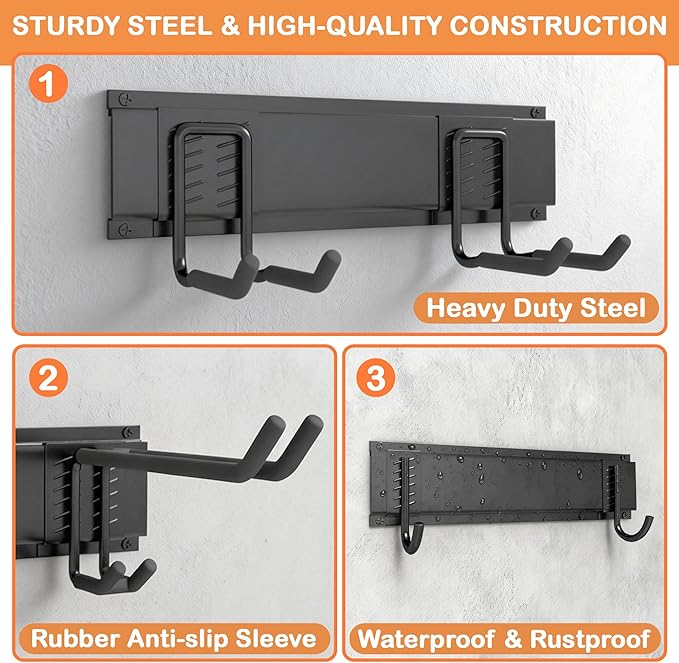 Ultrawall Garden Tool Organizer, 48 Inch Garage Tool Organizer Wall Mount, Heavy Duty Steel Wall Holders for Tools, 400lb Weight Capacity
