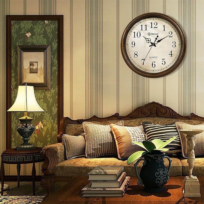 Geevon Retro Silent 18 Inch Wall Clock Non Ticking, Vintage Clock Quartz