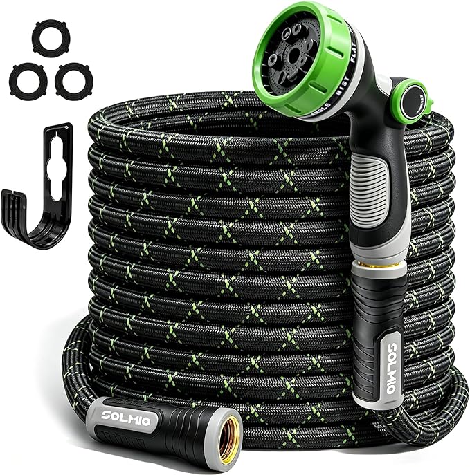 Garden Hose 50FT, Flexible Lightweight Non-Expandable Water Hose with 10 Function Nozzle,No-Kink, Leak-Proof, Burst-Resistant, High-Pressure for Yard, Outdoor