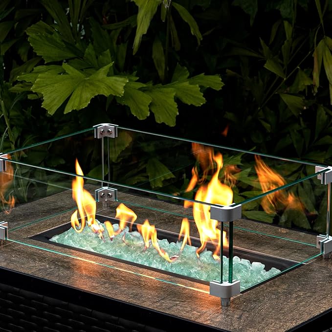 GASPRO 20 lbs Fire Glass for Propane Fire Pit, 1/2-Inch Decorative Firepit Glass Rock for Gas Fireplace, Aqua