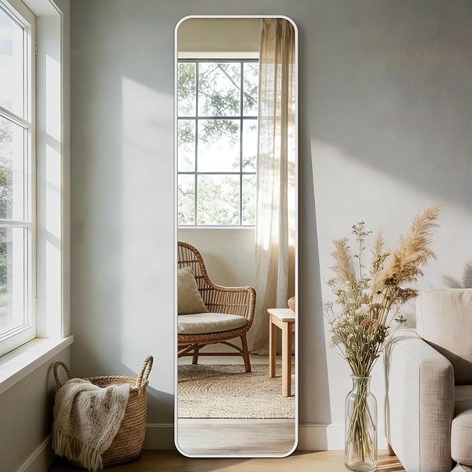 Delma Full Length Mirror, Wall Mounted, Freestanding or Leaning, Rounded