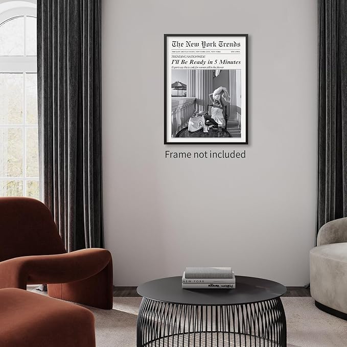 Vintage Newspaper Wall Art Trendy Black and White Aesthetic Posters Funny I'll