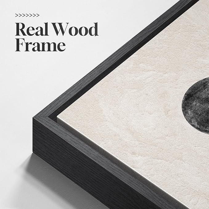 Large Framed Black and White Abstract Wall Art