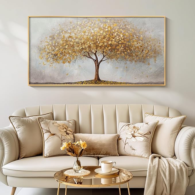 Large Framed Tree of Life Gold Wall Art