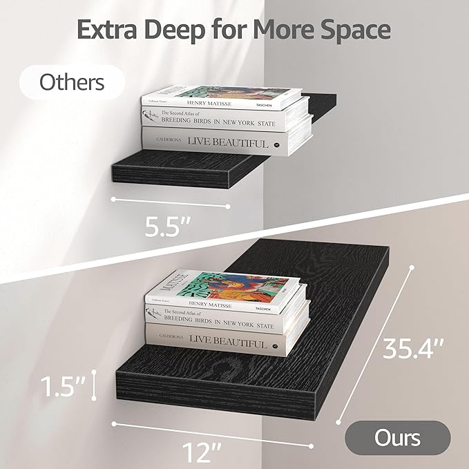 QEEIG 12" Deep Floating Shelves
