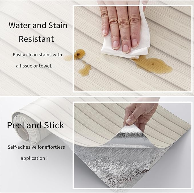 Haimin Wood Grain Slat Wall Panels Peel and Stick Faux Wood Thick Wallpaper
