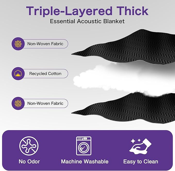 2 PCS Extra Large Sound Dampening Blanket, Noise Cancelling Studio Acoustic