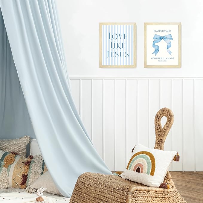 LARTSFRO Coquette Blue Bow Jesus Wall Art Decor Posters, Light Blue Bow Room