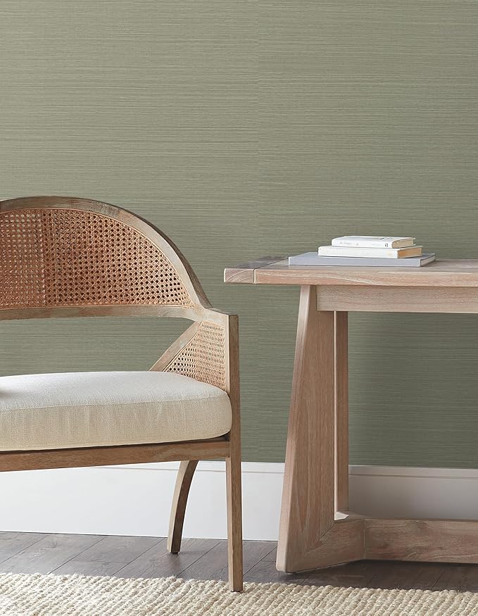 York Wallcoverings Natural Sisal Pine Peel and Stick Grasscloth Wallpaper