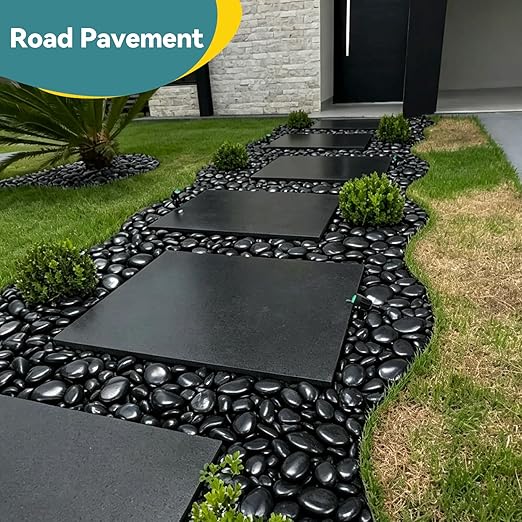40lbs Black Rocks for Planters, 3-4 Inch Decorative Rocks for Potted Plants, Polished Garden Stones for Outdoor Landscaping, Walkways, Yard, River Rocks for Flower Pots, Vase