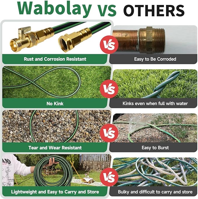 Garden Hose 75 ft Non-expandable Water Hose Flexible Durable 5 Layers TPV No Kink Lightweight Hybrid Hoses Heavy Duty with 3/4’’ Fittings-10 Way Nozzle Collapsible Outdoor Pipe for Yard Lawn