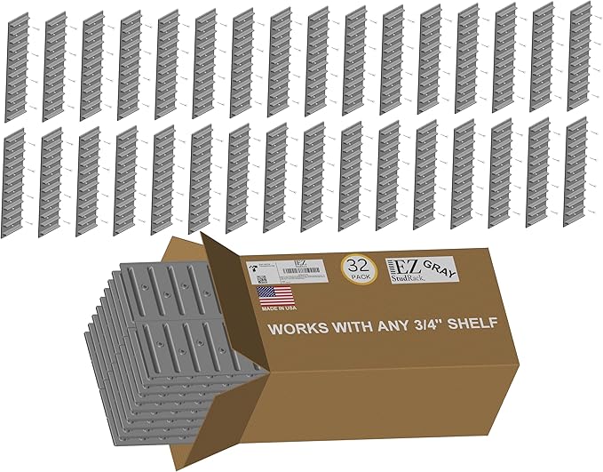 Made in USA | EZStudRack Adjustable Between Stud Shelf Bracket | Shelf Brackets
