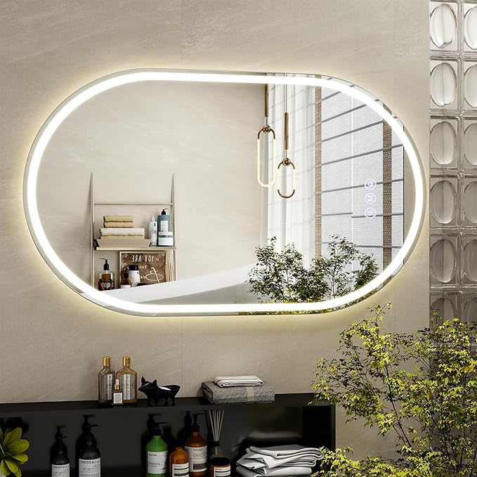 BEAUTYPEAK 48x28 LED Oval Bathroom Mirror