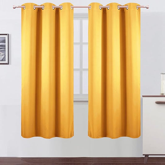 LEMOMO Yellow Thermal Blackout Curtains/42 x 72 Inch/Set of 2 Panels Room
