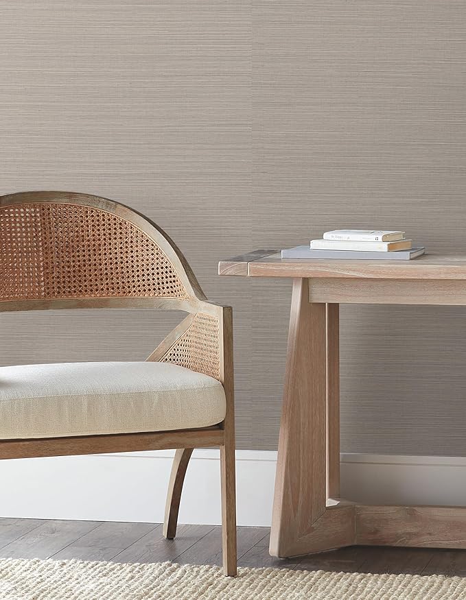 York Wallcoverings Natural Sisal Classic Grey Peel and Stick Grasscloth