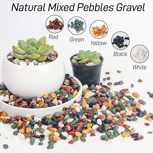 CJGQ 7lb Aquarium Gravel for Plants, 1/4Inch Fish Tank Gravel for Succulent Cactus and Bonsai, Decorative River Rocks Pebbles for Gardening, Flower Pots, Landscaping,Terrarium