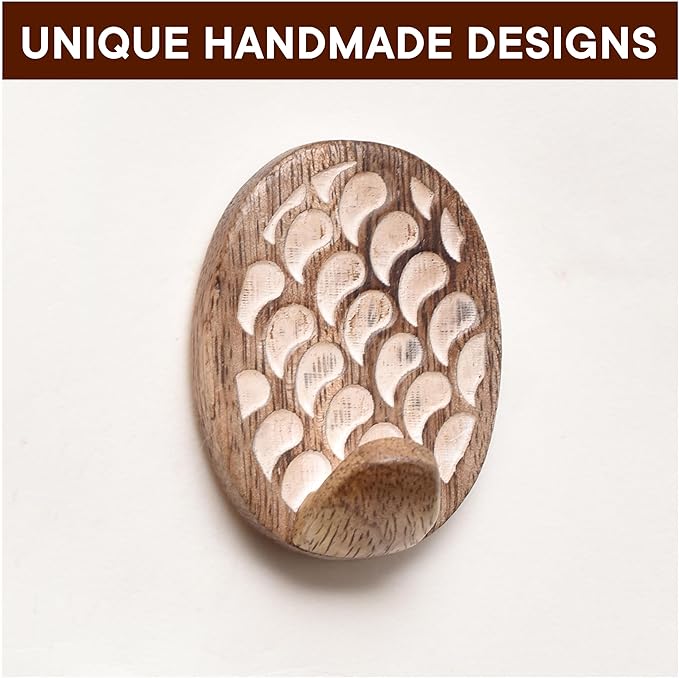 Indian Shelf 6 Lb- 3 Pieces Decorative Wood Adhesive Wall Hooks–Boho Peel and