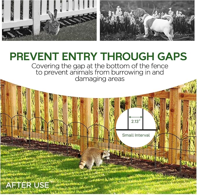 Goovilla Garden Fence, Total 20ft(L) x 24in(H) Garden Fencing Animal Barrier, 19 Pcs Rustproof Metal Fence Panels, Black No Dig Fence, Decorative Garden Fences and Borders for Dogs, Flower Bed, Patio