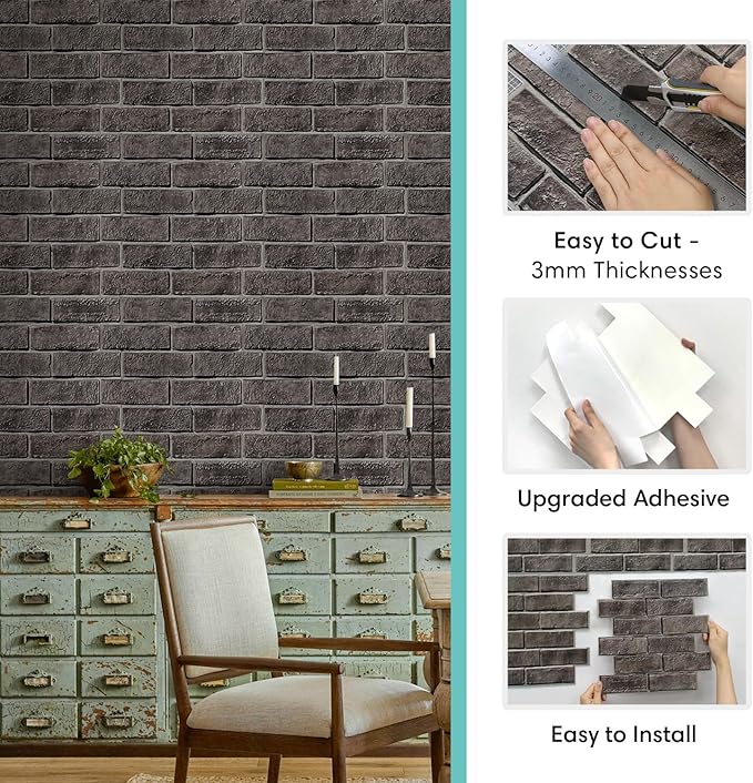 Commomy 3D Faux Brick Wallpaper Wall Tiles