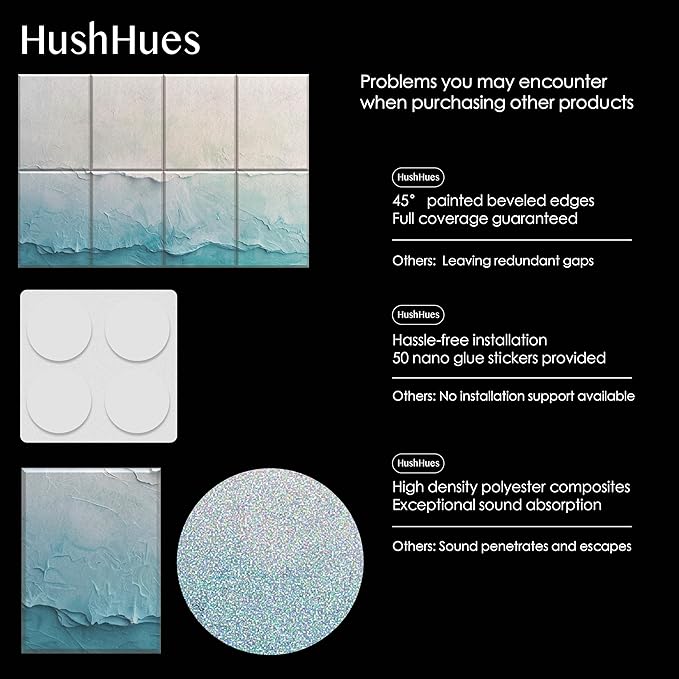 8-Pack Art Acoustic Panels 48x32 Inches Acoustic Wall Panels- Stylish Sound