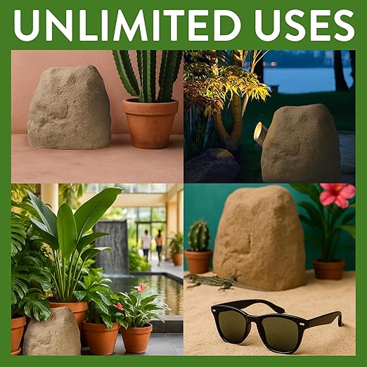 Small Fake Rock Cover 11” – Heavy Duty Fiberglass Landscape Rock for Sprinkler Valves & Utilities – Natural Sandstone