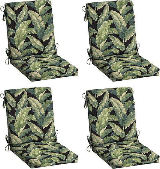 Arden 4-Pack Outdoor Patio Dining Chair Cushion, 20x44, Rain-Proof Seat Pad, Fade-Resistant Outdoor Cushion Onyx Cebu