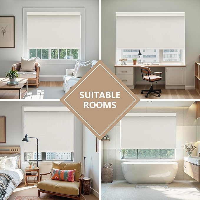AOSKY Custom Linen Roller Blinds Shades