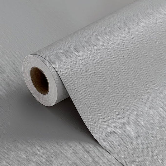 FUKU MON 23.6" X 393" Light Gray Wallpaper Peel and Stick Contact Paper Solid