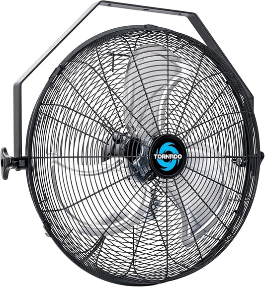 Tornado 18" High Velocity Industrial Wall Fan with TEAO Enclosed Motor â 4000 CFM, 3 Speed Settings, 6.5 FT Cord â Ideal for Industrial, Commercial, and Residential Use â UL Safety Listed