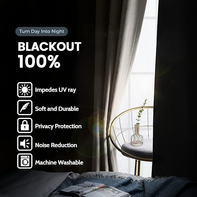 SimpleHome 100% Blackout Curtains