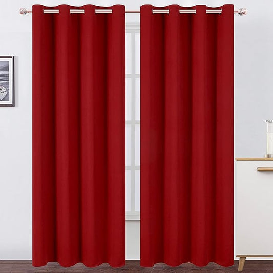 LEMOMO Red Thermal Blackout Curtains/52 x 108 Inch/Set of 2 Panels Room