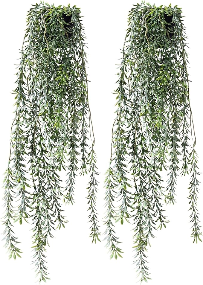 Artificial Hanging Plant 2 Pcs Faux Plant Ivy Vine Faux Eucalyptus Vines Fake