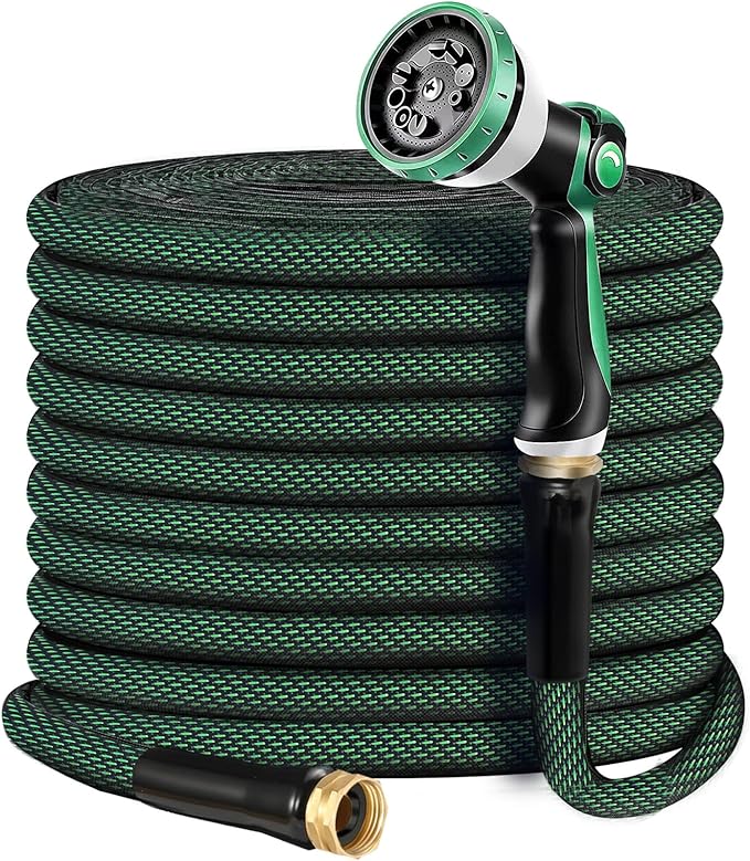 Relxitl Garden Hose 75 FT, Heavy Duty Water Hose with Aluminum Fittings, Puncture Proof All-weather, Ultra-Lightweight and Flexible, Watering and Cleaning for Outdoor