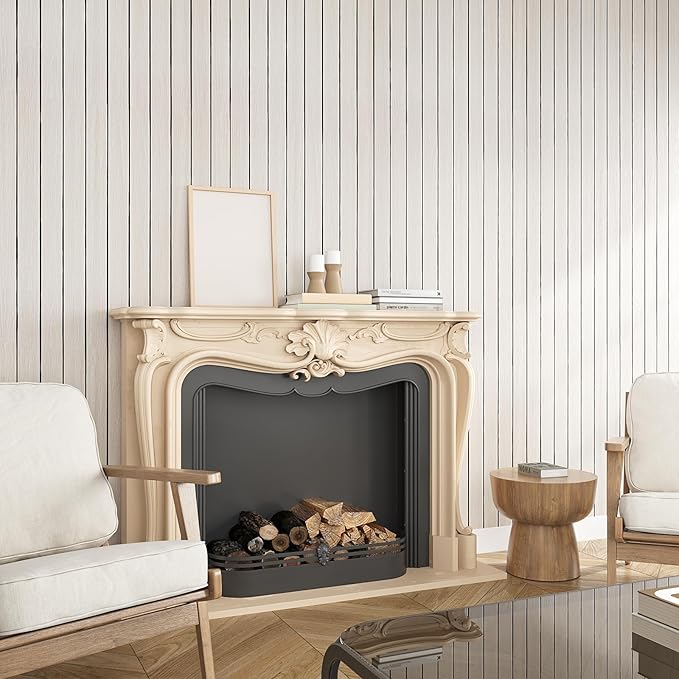 VEELIKE Wide White Oak Wood Slat Wall Panels Peel and Stick 3D Wood Panel