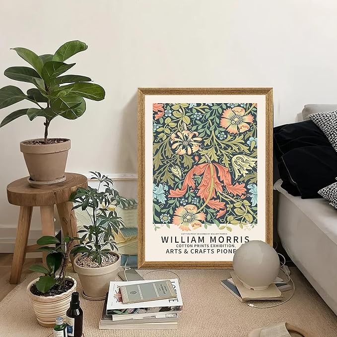 SYWENNOI William Morris Floral Prints Framed Wall Art, Sweet Briar, Bedroom