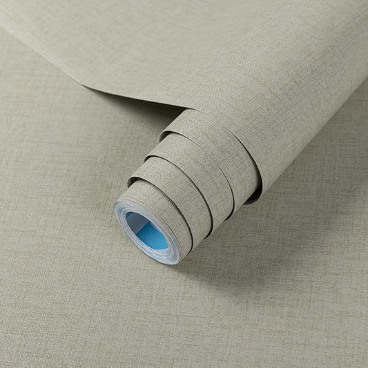 practicalWs Cream Contact Paper 17.7 inch ×393.7 inch Grasscloth Texture Peel