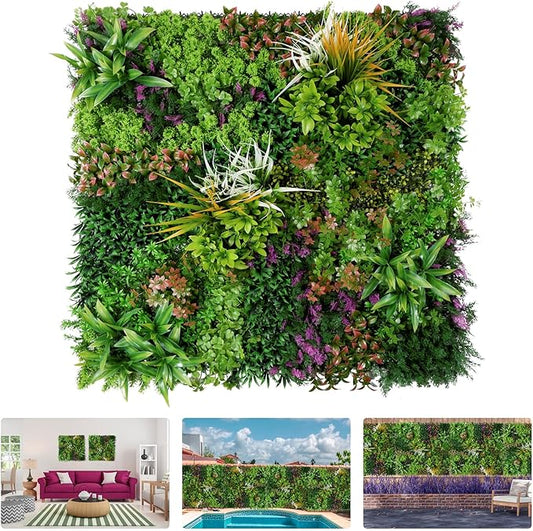 1PC 40"x 40" Artificial Grass for Wall, 3D Faux Boxwood Hedge Panels Green Wall