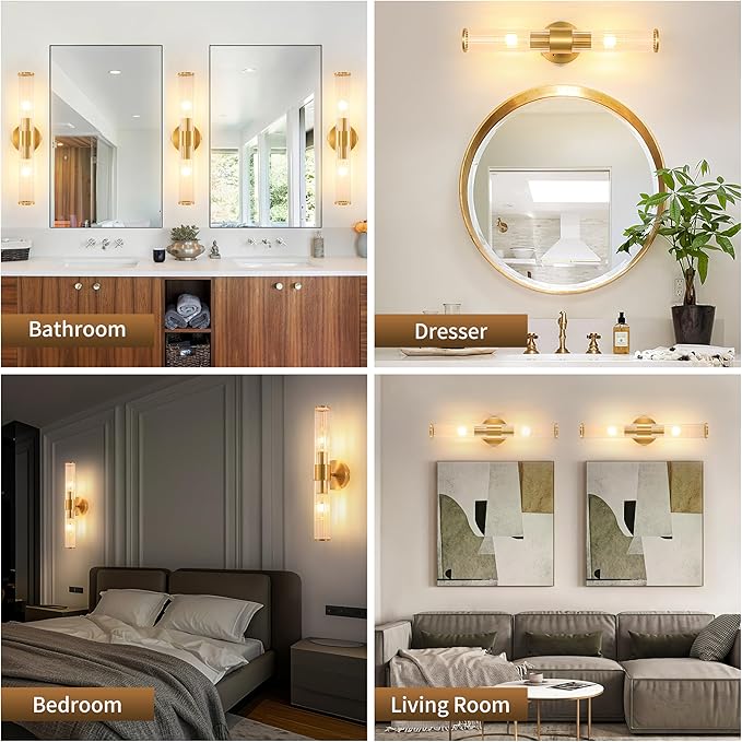 Morauroral Gold Battery Operated Wall Sconces Set of Two, Rechargeable Wall