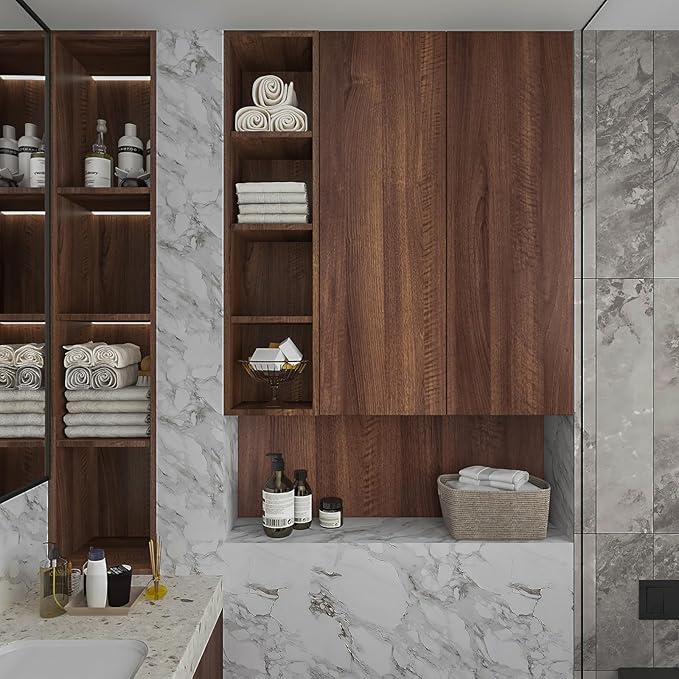 Walnut Wood Grain Contact Paper Peel and Stick Wood Wallpaper 24x78 inch Dark