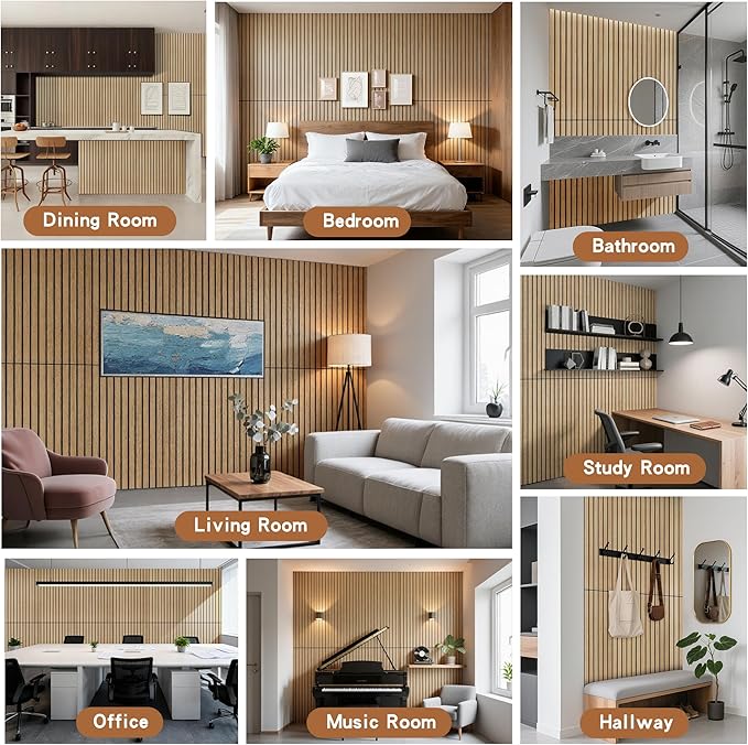 Wood Veneer Sound Panels, 10 Pack 47.2”x23.6” Wall Panels, Decorative Acoustic