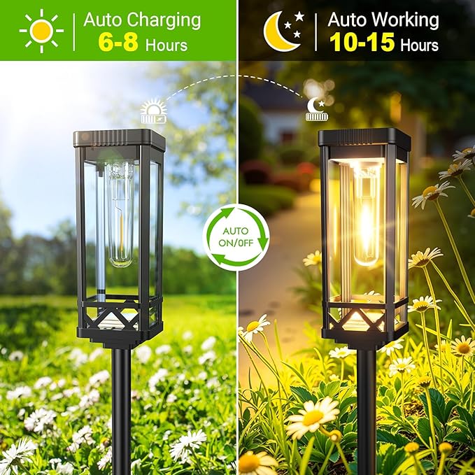KOOPER Taller Solar Pathway Lights Outdoor, 12 Pack Upgraded Brighter Solar Garden Lights Solar Powered, Up to 15 Hours Outdoor Solar Lights for Yard Landscape Lighting Path Walkway Driveway Sidewalk