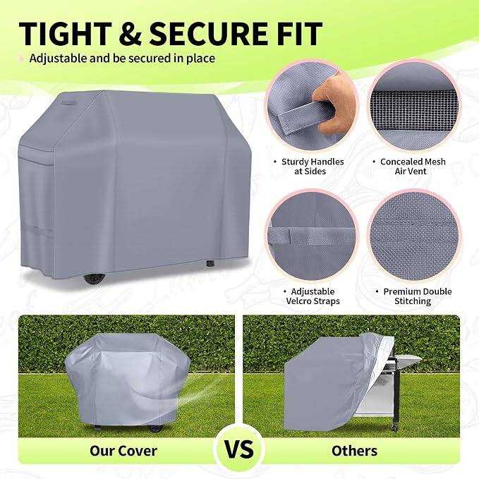 NEXCOVER Barbecue Gas Grill Cover - 55 Inch Waterproof Outdoor Heavy Duty BBQ Cover, Fade & Weather Resistant Upgraded Material, Barbecue Cover for Weber, Brinkmann, Char Broil and More